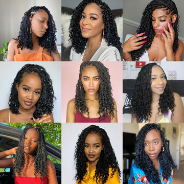 14Inch Boho Box Braids Crochet Hair Curly Ends Bohemian Goddess Box Braids Hair Pre-looped Braiding Hiar